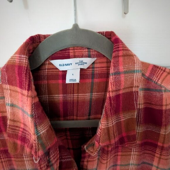 2 Old Navy Women's Flannel Boyfriend Button-Down Shirt Sz L - Picture 4 of 7